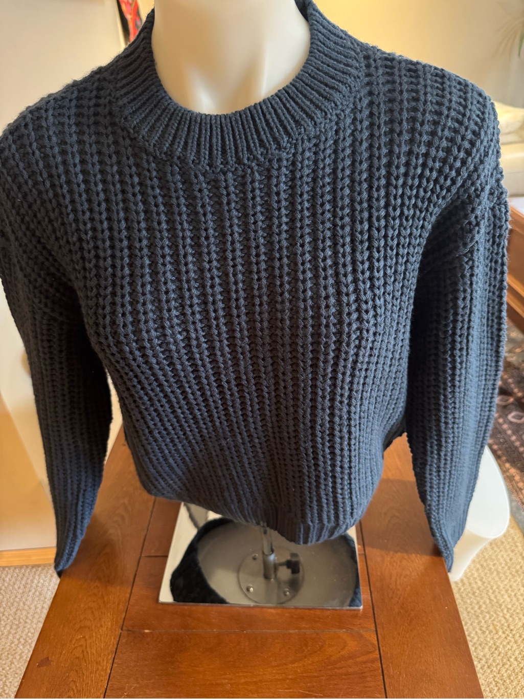 Noisy May Navy Ribbed Crewneck Sweater